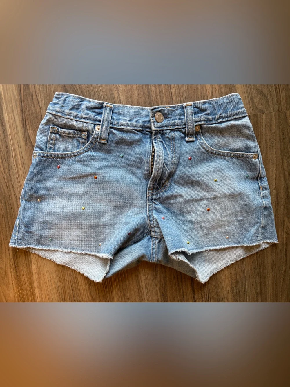 GAP Girls Blue Denim Shorts with Multicolor Studs